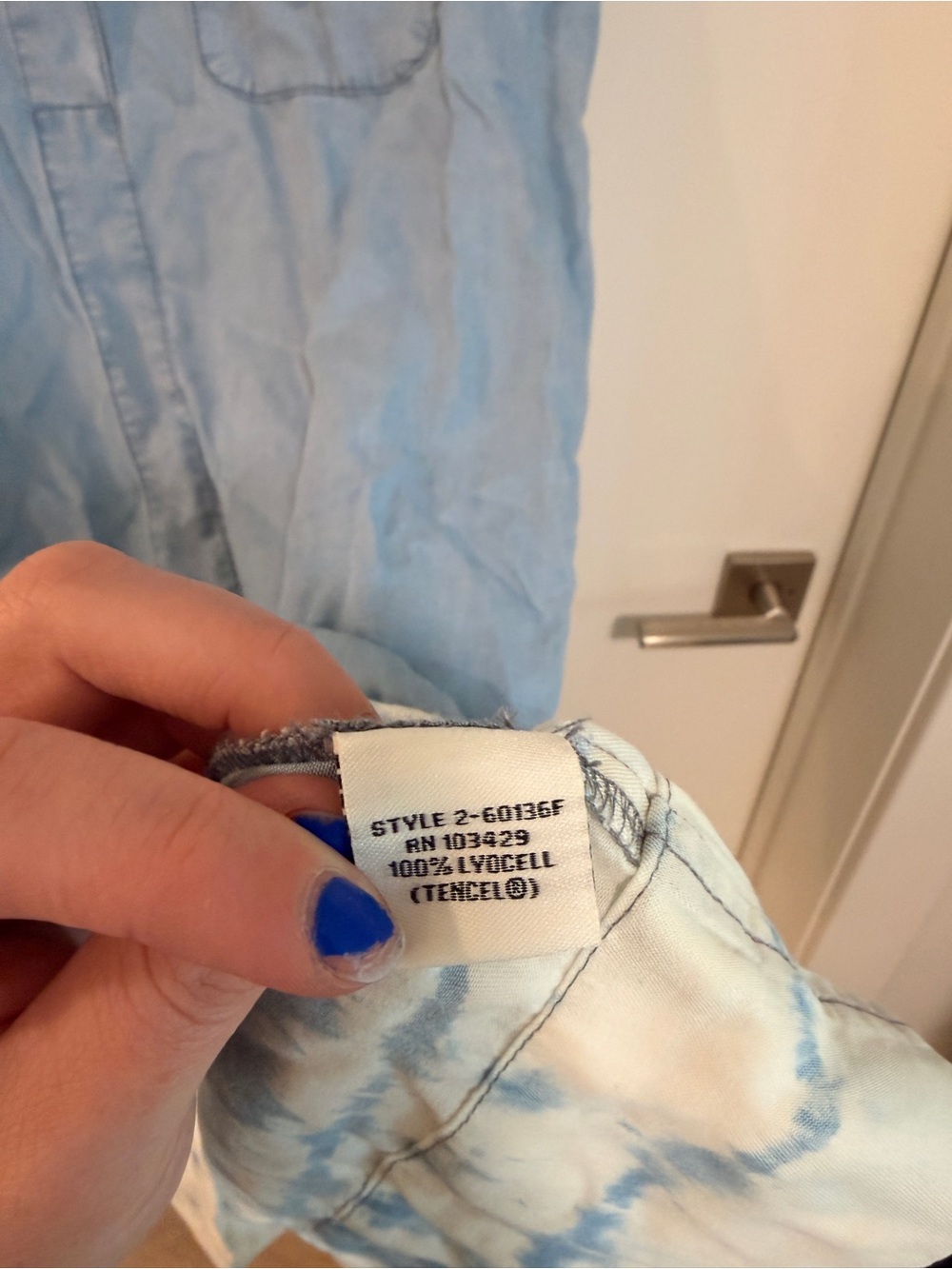 Light Blue Denim Shirt Mini Dress with Tie-Dye Hem - Women - Picture 6 of 7